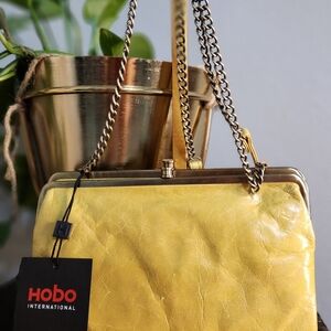 HOBO International Vintage Lemongrass istressed Leather Chain Hobo Bag